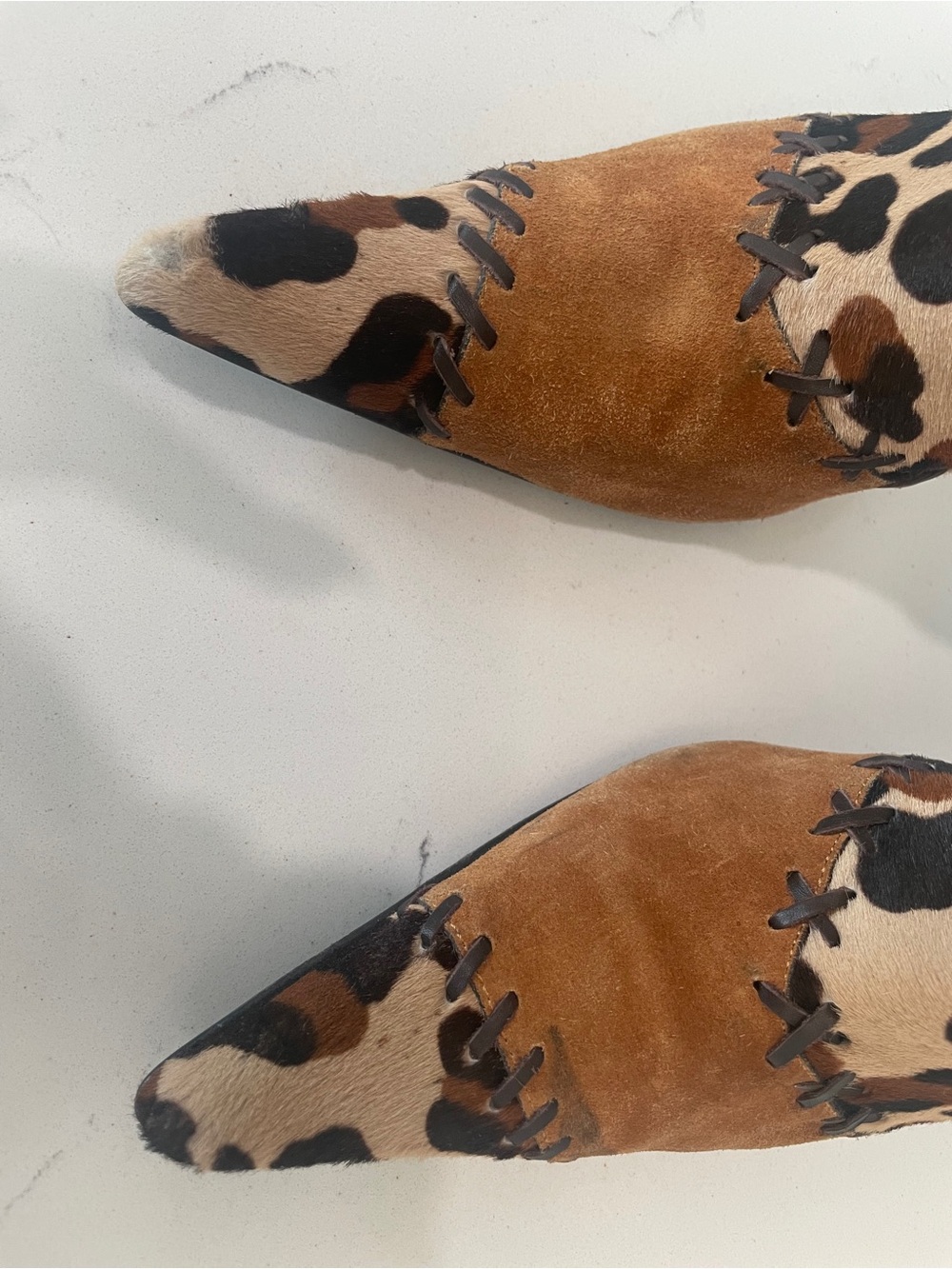 Casadei Leopard Pony Hair and Brown Suede Knee-High Stiletto Boots - Picture 7 of 13